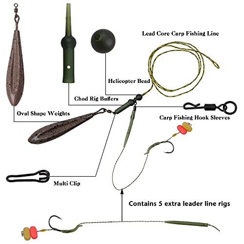 Carp Fishing Hair Rigs Kit,Boilies Fishing Rigs With Carp Sinker Corn Bait Curved Barbed Carp Hook Swivel Carp Fishing Accessories Equipment #TOP1