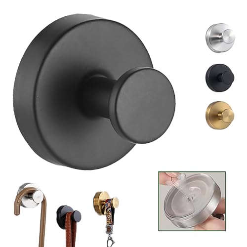 XIANTIAN Luxe Hold No-Drill Hooks 2024 Upgraded Stainless Steel Waterproof Hooks for Bathroom Shower Kitchen MirrorsandHeavy Duty Towel Holders (1 Black)