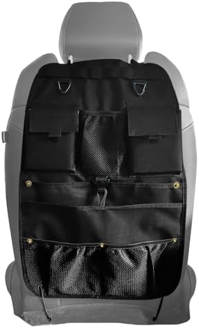STOLCA Car Seat Back Organizer with Multiple Storage Pockets, Black Mesh and Fabric, Universal Fit