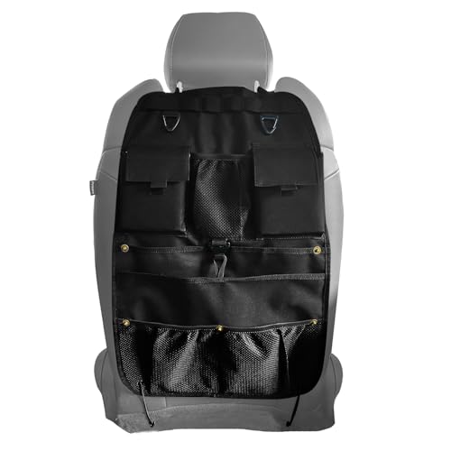 STOLCA Car Seat Back Organizer with Multiple Storage Pockets, Black Mesh and Fabric, Universal Fit