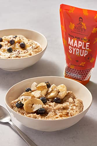 Nate's Honey Maple Syrup - 10.75 Oz Sustainable Pouch - Pure Honey And Real Maple Syrup - All-Natural Topping For Waffles And Pancakes - Kid-Approved Taste #TOP4