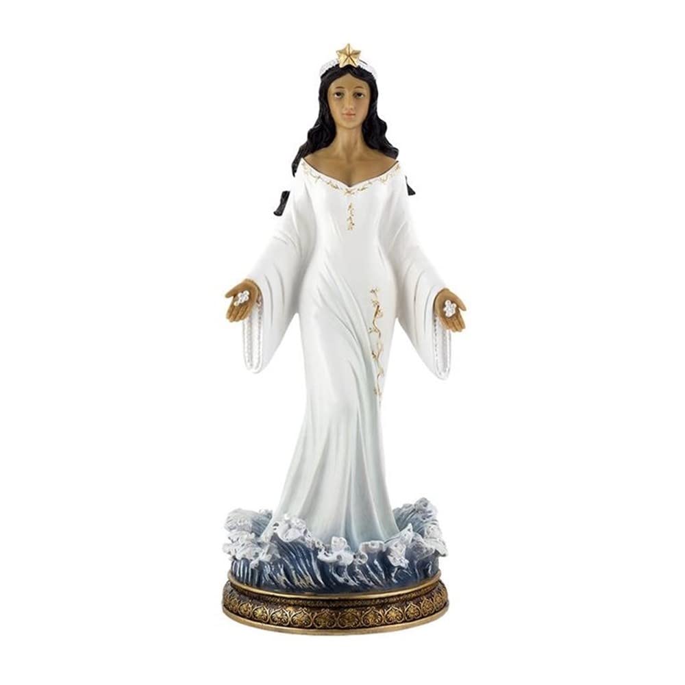 Yemayá Figura 40 cm. Blanca Diosa orishá Pueblo egba religión Yoruba Imagen Base Olas peana Resina