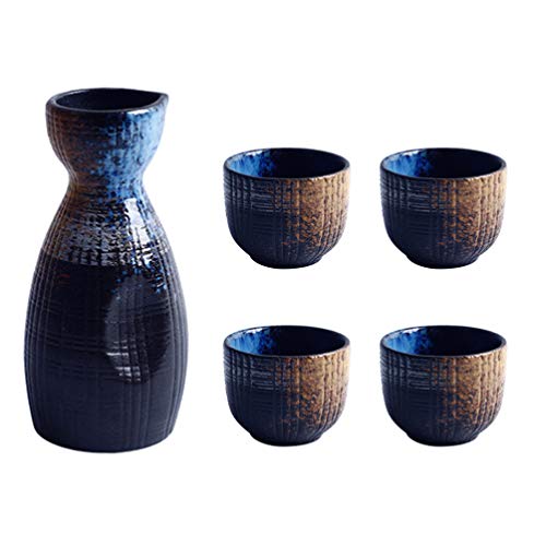 Housoutil Service à Saké Japonais en Céramique Service à Saké Set 4 Tasses à Saké 250Ml 50Ml