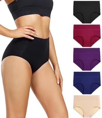 wirarpa Braguitas Culotte Algodón para Mujer Bragas de Cintura Alta Cómodo Faja Reductora Ajustan Pack de 5 Talla XL