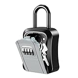 ORIA Key Lock Box, 4 Digit Combination Lock Box, Wall Mounted Key Storage Box, Resettable Code, 5 Key Capacity, 4.7 inch, with Shackle