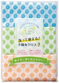【50個セット販売】洗って使える!不織布クロス3枚入 キッチン ふきん 水回り 清掃 吸水速乾 大きめサイズ 繰り返し使える 自宅 会社 オフィス 施設 店舗 景品 粗品 ノベルティ