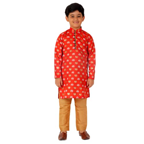 Image of Pro-Ethic Style Developer Kurta Pajama For Kids Boys | Cotton | Floral Print | Ethnic Wear (S-204)