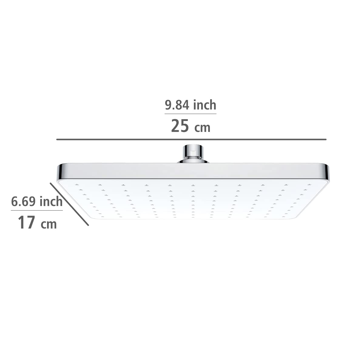Wenko Doccia a pioggia Automatic Cleaning - Soffione universale con sistema anticalcare automatico, ABS, 17 x 25 cm, Cromo
