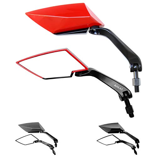 Area1 Rétroviseurs Moto Universel Rouge Retroviseur Latéral (2xM10 Filetage à droite) compatible avec BMW KTM Yamaha Honda Kawasaki KSR Moto Suzuki Triumph Aprilia Ducati Beta
