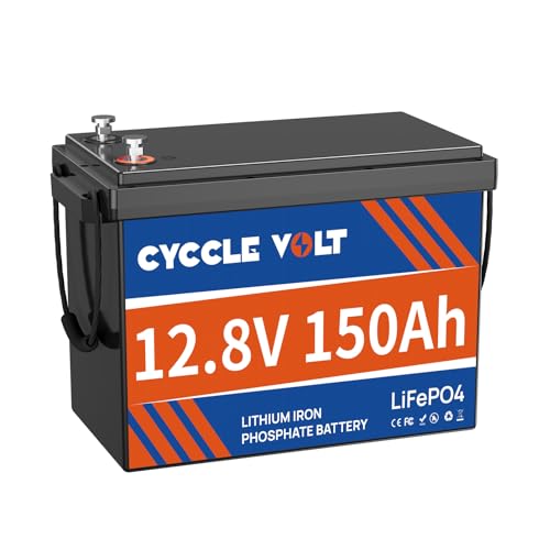 CYCCLEVOLT Batería de Litio 12V 150Ah LiFePO4 con BMS 100A, Protección Baja Temperatura, 1920Wh, 15000 Ciclos, Batería Recargable para Energía Solar, Caravanas, Autocaravanas, Barcos, Camper