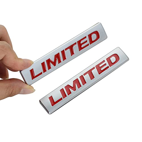 Image of 2Pack Limited Emblem 3D Metal Decal Rear Trunk Sport Badge Sticker Fender Script Nameplate Universal Use (Silver Red), Red,Silver
