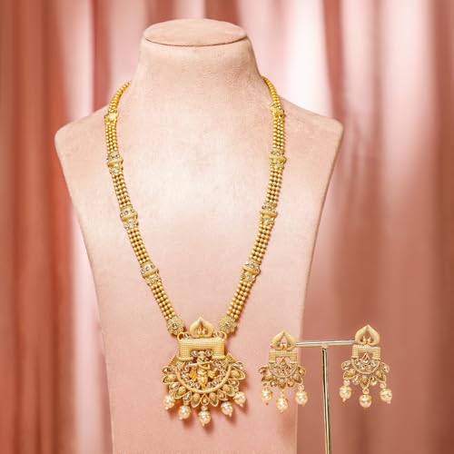 Image of Rubans Long Necklace Set Gold Plated Traditional Stylish Multicolour Jewellery Gift for Women & Girls