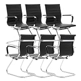 chairus Freischwinger Stühle 6er Set, PU-Leder Besucherstuhl Konferenzstuhl Ergonomisch mit...