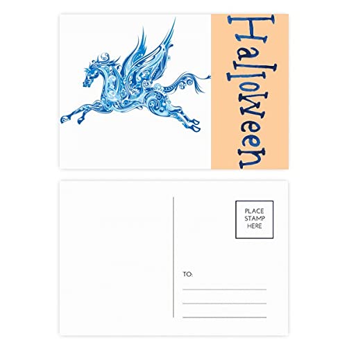 Cartes postales d'Halloween en aile de cheval bleue - Lot de 20 invitations festives