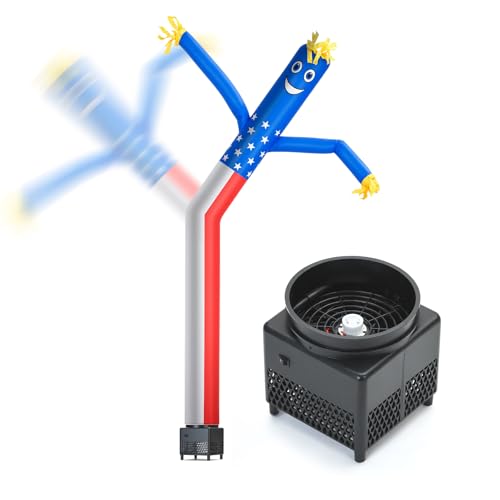 QIZRON 6ft American Flag Air Tube Dancer Inflatable Waving Tube Man with Blower - Wacky Waving Dancing Guy Set for Business Promotion