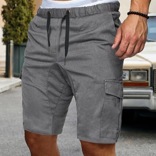 Bermuda cargo de algodón para hombre con cordón y bolsillos miniatura 2