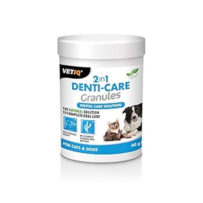 VetIQ 2in1 Denti-Care Granules For Cats & Dogs, 60g, Dog & Cat Teeth Cleaning Products To Reduce Oral Bacteria, Freshens Dog & Cat Breath with Peppermint Oil, Pomegranate Extract For Immune Support