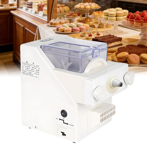 HuanEssentric Máquina Hacer Galletas con Forma Galleta,Máquina Eléctrica Hacer Galletas 180W,Velocidad 50 a 60 RPM/Min,8 Boquillas Reemplazables,6 Moldes Galletas para Tienda Postres,Cocina