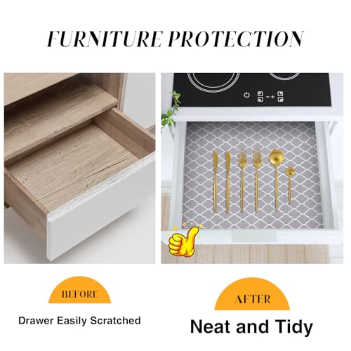 Glotoch Shelf Liner for Kitchen Cabinets Non Adhesive, 12" x20FT(240 Inch) Non Slip Drawer Liners, Waterproof Shelf Paper Closet Liners for Refrigerator Gray