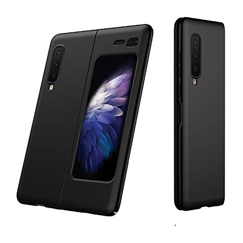 Samsung Galaxy Fold case, Ranyi Ultra Thin Matte Design 360 Full Body Protection Shock Absorbing Slim Fit Flexible Hard Rubber Case Cover for Samsung Galaxy Fold (2019), Black Cover