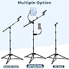 GUITTO Microphone Floor Stand for Tablet/Phone Holder, Adjustable Boom Mic Stand with Heavy-Duty Base, Dual Device Mount for Streaming, Podcasting, Recording, and Live Performances GMS-04 #3