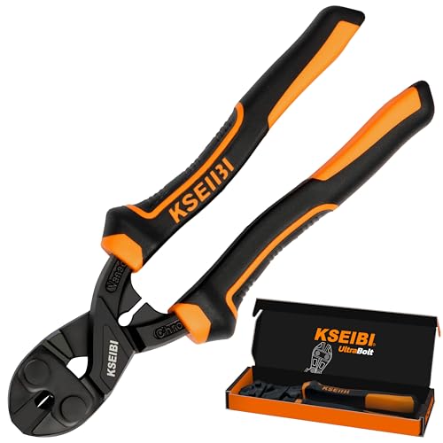 KSEIBI 141615 - Cortador de pernos de alto apalancamiento de 8 pulgadas con mango suave de acero al cromo vanadio para cortar pernos, vallas, tornillos y barra de acero