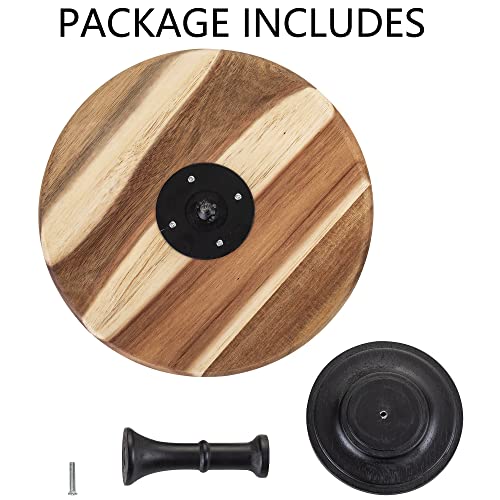Nuptio Wood Cake Dessert Stand With Metal Black Matt Base, 8 Inches Round Cupcake Holder, Wedding Birthday Party Pedestal Display Plate (Wood, M) #TOP6