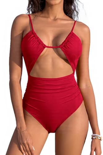 Monokini sexy froncé haut de gamme : maillot de bain une pièce chic