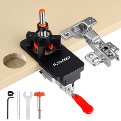 NUTKIT 35 mm Scharnier Bohrschablone Aluminiumlegierung Topfscharnier Schablone Möbelbau Topfband Bohrschablone Set Verdeckte Scharnierlehre Jig für Topfscharniere Holzmöbel Schränken Lochöffner