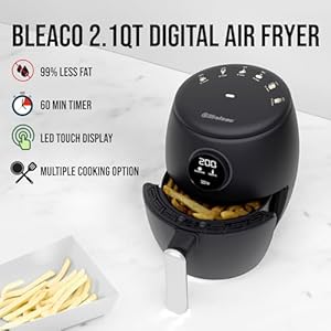 Air Fryer, 2.1Qt Digital Display, Rapid Air Circulation, Air Fryers, 60 Min Timer, Small Air Fryer, Adjustable Temperature, Dishwasher Safe Basket BEL-AF-02 Air Fryer 21Qt Digital Display Rapid Air Circulation Air Fryers 60 Min Timer Small Air Fryer Adjustable Temperature Dishwasher Safe Basket BEL AF 02