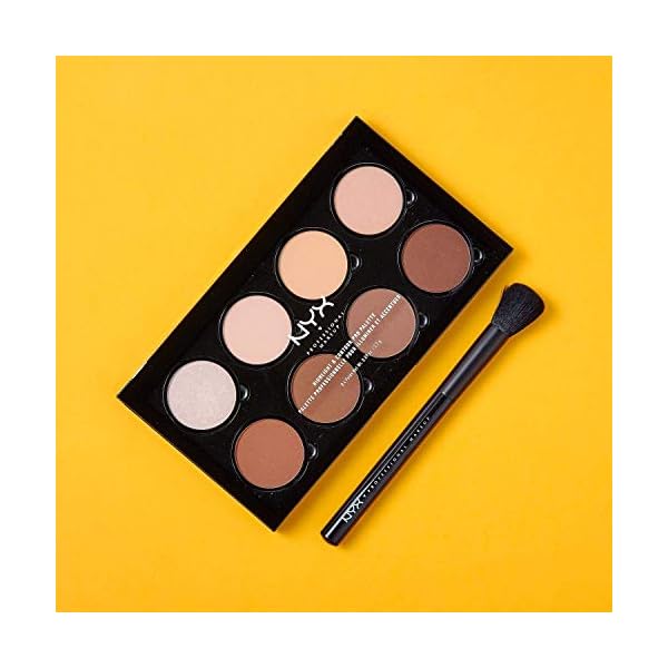 NYX Professional Makeup Contouring Set, 2-teilig, Highlight- und Contour Pro-Palette mit Pro-Konturpinsel, 8… – Bild 5