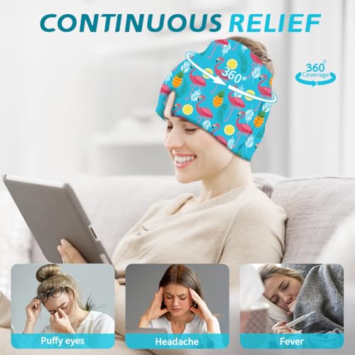 Image of Migraine Relief Cap, Soothing Headache Ice Face Mask Products | Hot and Cold Therapy, Migraine Headache Relief Cap for Migraine, Sinus, Puffy Eyes, Tension, Stress and Hangover