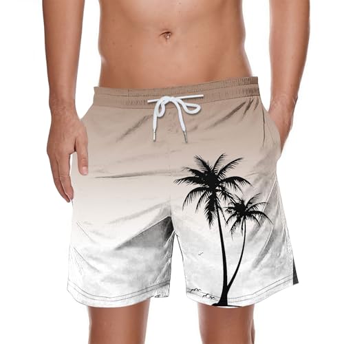 Mens Swim Trunks 5 Inch Quick Dry Elastic Waist Beach Shorts Drawstring Waist Summer Vacation Shorts Printed