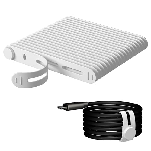 20Pcs Nearockle Reusable Cable Ties, Adjustable Silicone Cord Organizer Small Zip Ties for Charging Cords Earphone Computer Wire, Office Desk Cable Management Travel Accessories(White)