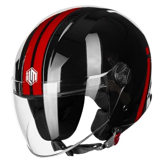 ILM Casco Moto Hombre Mujer Jet Vintage Retro con Visor Homologado ECE, Modelo WT506,Negro Rojo,S