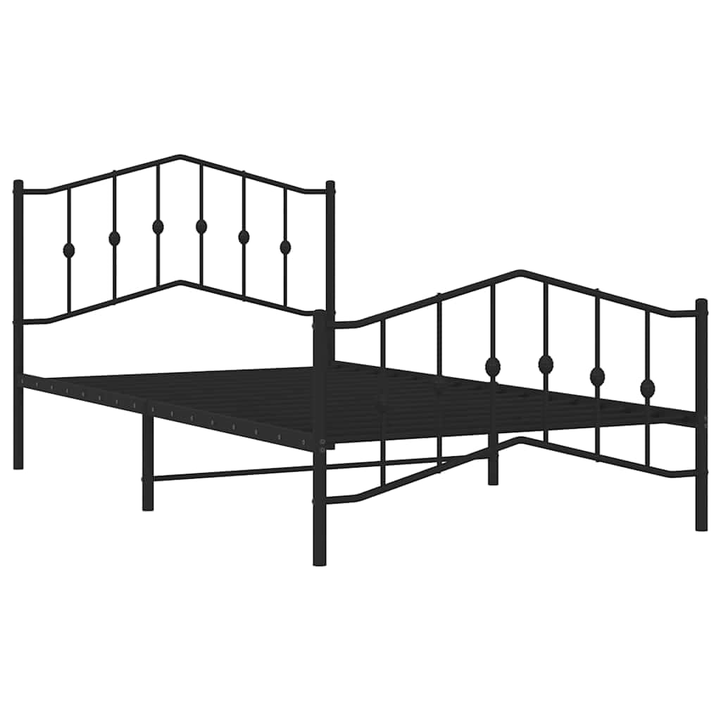 Solivagant Bettgestell mit Kopf- und Fußteil Metall Schwarz 100x200 cm, Möbel,Betten Zubehör,Betten Bettgestelle, 15.15 kg-373802