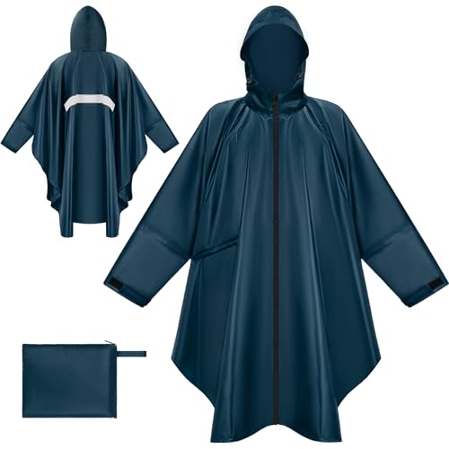 Chubasquero impermeable reutilizable y plegable con mangas completas