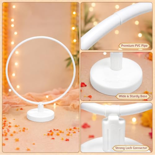 Image of SpecialYou Ganpati Decoration Setup for Home with Round Backdrop Stand for Decor with Bud Lotus Hangings | Ganpati Decoration Stand for Home | Ganapati Decorations Item (Yellow Marigold, 10)