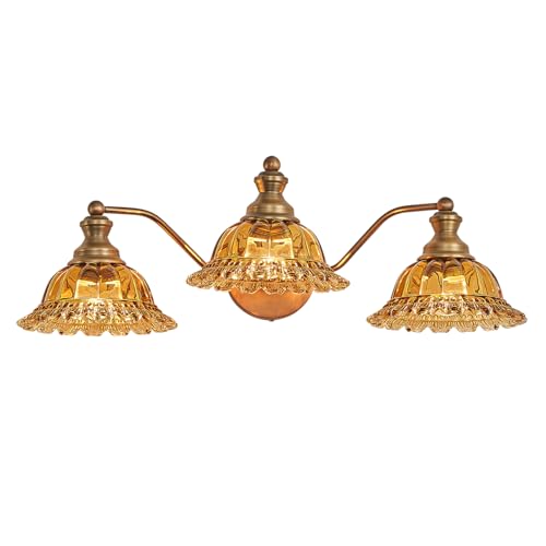 Image of XIEDUN Tea Glass 3 Light Vanity Light Colored Glass Bathroom Light Fixture Vanity Lighting Fixtures
