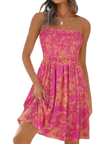 Image of elescat Summer Dresses for Women 2026 Strapless Casual Beach Cover Ups Tube Top Sundress