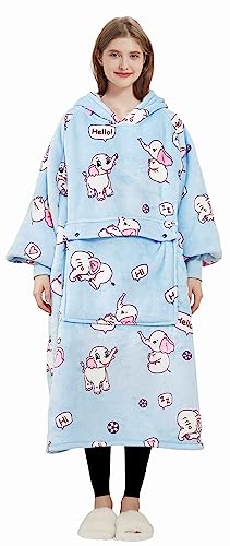 Image of KFUBUO Wearable Blanket Hoodie for Adults Sherpa All Patterns Oversized Sweatshirt Blanket with Pocket