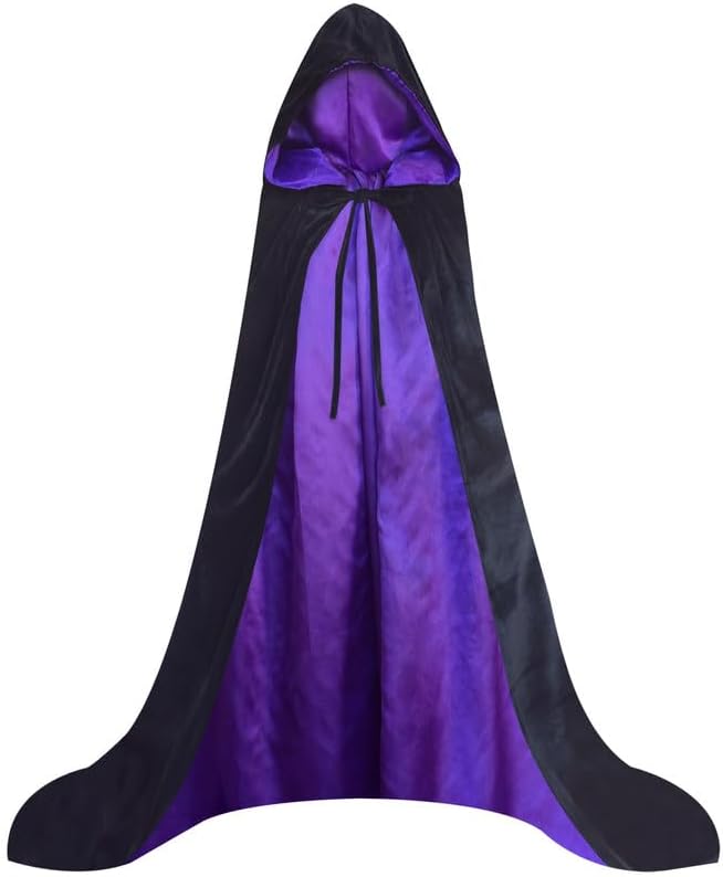 WAUKN Black Hooded Coak Women, Halloween Velvet Capes Reversible Cloaks