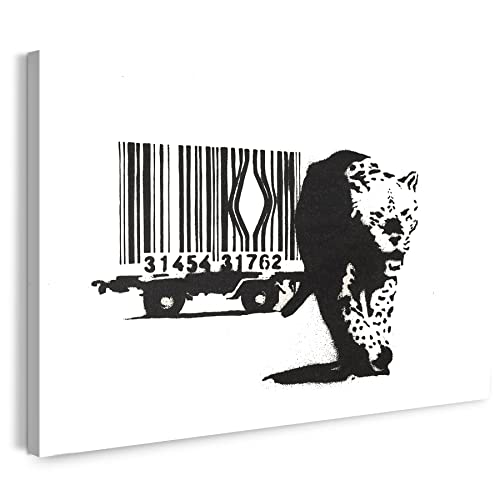 Printistico Leinwandbild Banksy Street-Art Leopard Barcode - Konsum-Kritik Globalisierung, Moderner Kunstdruck Canvas - Wohnzimmer, Inneneinrichtung Deko Printistico Leinwandbild Banksy Street-Art Leopard Barcode - Konsum-Kritik Globalisierung, Moderner Kunstdruck Canvas - Wohnzimmer, Inneneinrichtung Deko