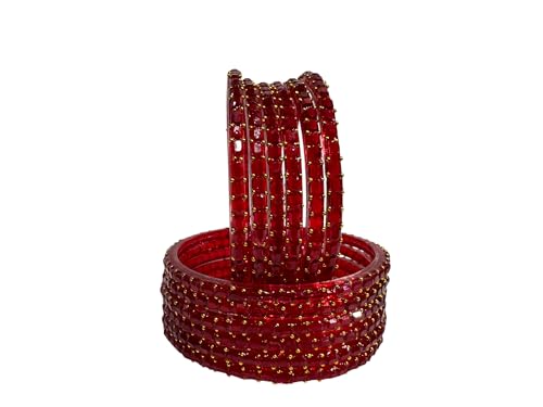 Image of SUNDRAM Raindrop Glass Bangles Set for Women & Girls, Transparent Crystal Kanch Ki Chudi for Wedding & Party, Set of 12