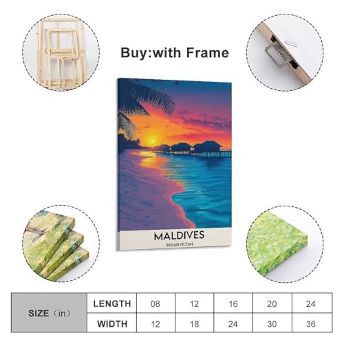 Poster mural vintage sur toile pour chambre à coucher au format 50x75 cm