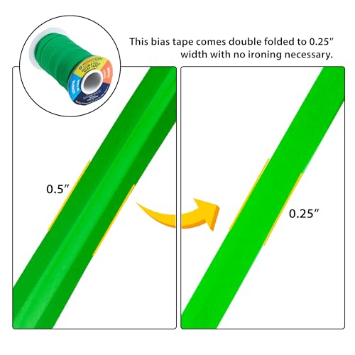 Mandala Crafts 55 Yards 1/4 Inch Green Double Fold Bias Tape for Sewing - Bias Binding Tape for Quilting Binding, Hemming, Seam, and Fabric Piping by Mandala Crafts - Image 3
