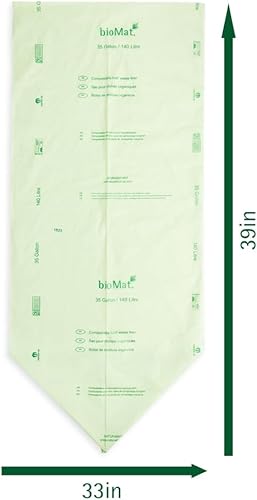 Miniatura 4 de bioMat Bolsas de basura compostables de 35 galones, 30 unidades, bolsas biodegradables para desechos de alimentos de cocina, con certificación BPI