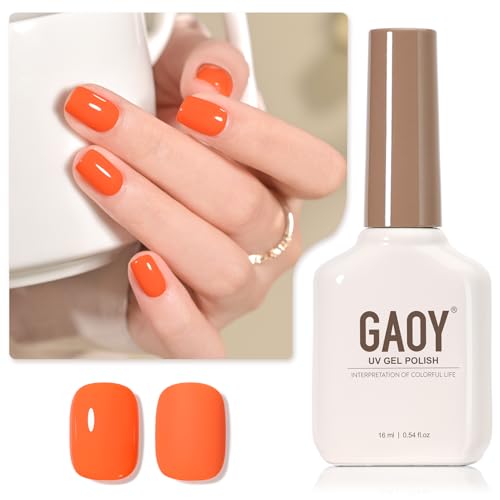 GAOY Orange Gel Nail Polish 16ml Soak Off Gel Polish UV Light Cure for Nail Art DIY Manicure at Home 1460 Bright Orange