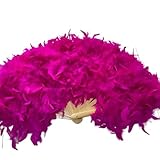 SakuRiver 70 * 40cm 大型ふわふわ羽根扇子 ステージパフォーマンス ダンス扇子 写真撮影小道具 羽根折りたたみ扇子(Rose Pink)