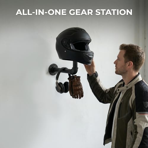 Support mural pour casque de moto porte-chapeau de rangement noir - 7